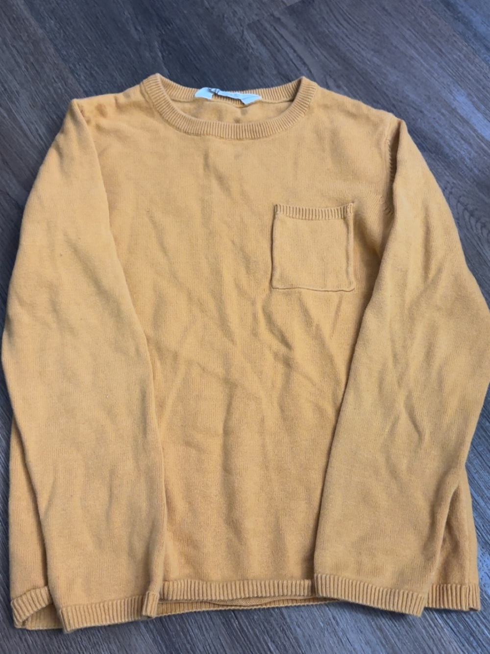 H&M Mustard Crewneck Sweater with Pocket Detail